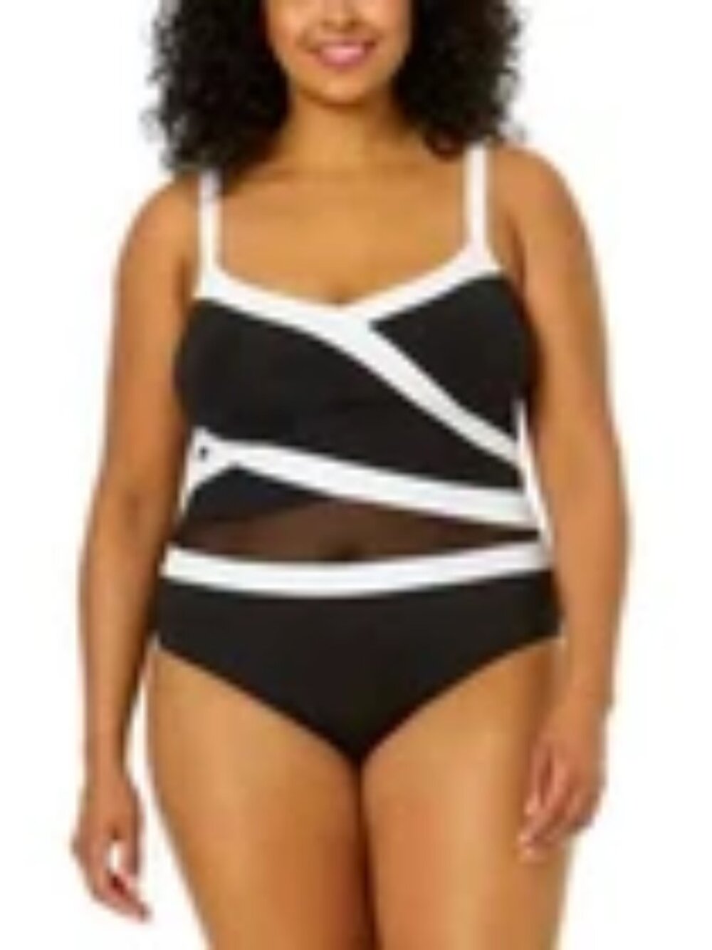 NWT Anne Cole Mesh Panel Adjustable Straps Padded 16W Swimsuit